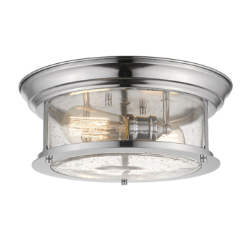 Z-Lite Sonna 14" 2-Light Flush Mount - 120V - Chrome / Clear Seedy
