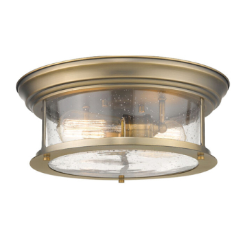 Z-Lite Sonna 14" 2-Light Flush Mount - 120V - Heritage Brass / Clear Seedy