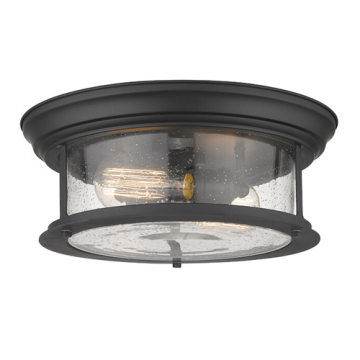 Z-Lite Sonna 14" 2-Light Flush Mount - 120V - Matte Black / Clear Seedy