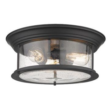 Z-Lite Sonna 16" 3-Light Flush Mount - 120V - Matte Black / Clear Seedy