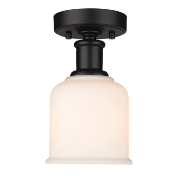 Z-Lite Bryant 1-Light Flush Mount - 120V - Matte Black / Matte Opal