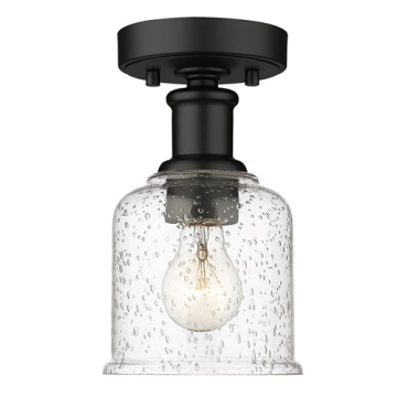 Z-Lite Bryant 1-Light Flush Mount - 120V - Matte Black / Clear