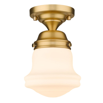Z-Lite Vaughn 6" 1-Light Flush Mount - 120V - Heritage Brass / Matte Opal