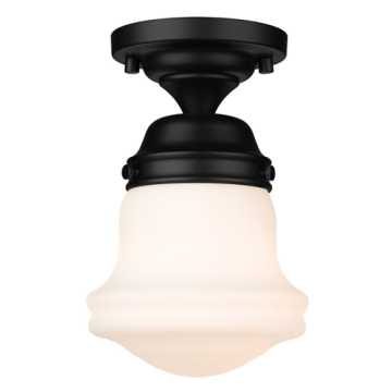 Z-Lite Vaughn 6" 1-Light Flush Mount - 120V - Matte Black / Matte Opal