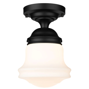 Z-Lite Vaughn 11" 1-Light Flush Mount - 120V - Matte Black / Matte Opal