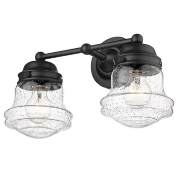 Z-Lite Vaughn 2-Light Vanity - 120V - Matte Black / Clear Seedy
