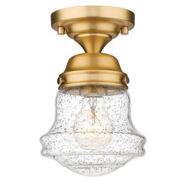 Z-Lite Vaughn 6" 1-Light Flush Mount - 120V - Heritage Brass / Clear Seedy