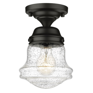 Z-Lite Vaughn 6" 1-Light Flush Mount - 120V - Matte Black / Clear Seedy