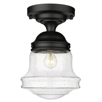 Z-Lite Vaughn 11" 1-Light Flush Mount - 120V - Matte Black / Clear Seedy