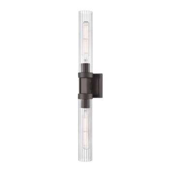 Z-Lite Beau 2-Light Linear Wall Sconce - 120V - Bronze / Clear Ribbed