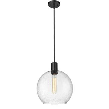 Z-Lite Margo 14" 1-Light Pendant - 120V - Matte Black / Clear Seedy