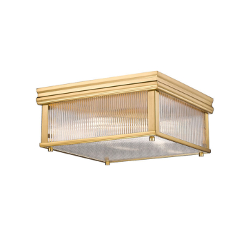 Z-Lite Carnaby 13" 2-Light Square Flush Mount - 120V - Modern Gold