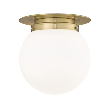 Z-Lite Calhoun 13" 1-Light Flush Mount - 120V - Heritage Brass / White Opal