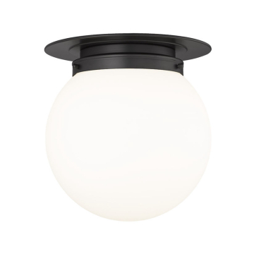 Z-Lite Calhoun 13" 1-Light Flush Mount - 120V - Matte Black / White Opal