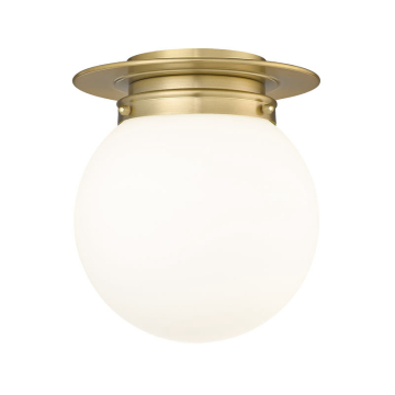 Z-Lite Calhoun 9" 1-Light Flush Mount - 120V - Heritage Brass / White Opal