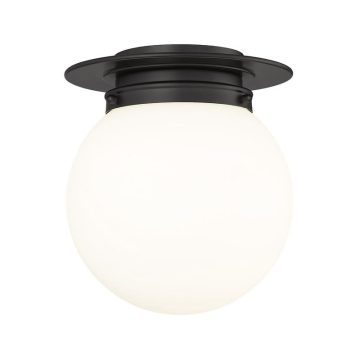 Z-Lite Calhoun 9" 1-Light Flush Mount - 120V - Matte Black / White Opal