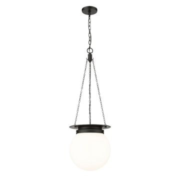 Z-Lite Calhoun 13" 1-Light Pendant - 120V - Matte Black / White Opal
