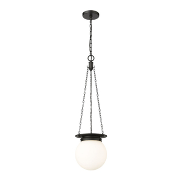 Z-Lite Calhoun 9" 1-Light Pendant - 120V - Matte Black / White Opal