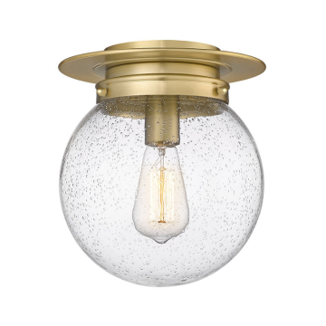 Z-Lite Calhoun 9" 1-Light Flush Mount - 120V - Heritage Brass / Clear Seedy