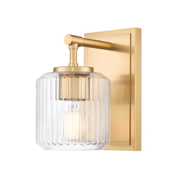 Z-Lite Landon 1-Light Wall Sconce - 120V - Modern Gold / Clear Ribbed