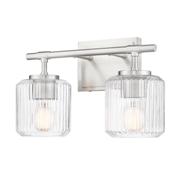 Z-Lite Landon 14" 2-Light Vanity - 120V - Brushed Nickel / Clear Ribbed
