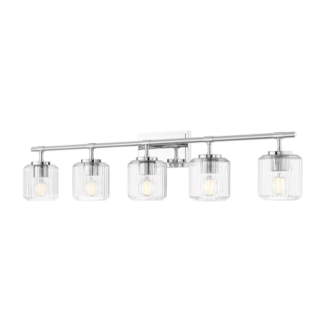 Z-Lite Landon 42" 5-Light Vanity - 120V - Chrome / Clear Ribbed