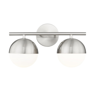 Z-Lite Realm Sphere 16" 2-Light Vanity - 120V - Brushed Nickel / Matte Opal