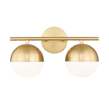 Z-Lite Realm Sphere 16" 2-Light Vanity - 120V - Modern Gold / Matte Opal