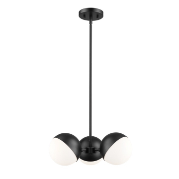Z-Lite Realm Sphere 17" 3-Light Chandelier - 120V - Matte Black / Matte Opal