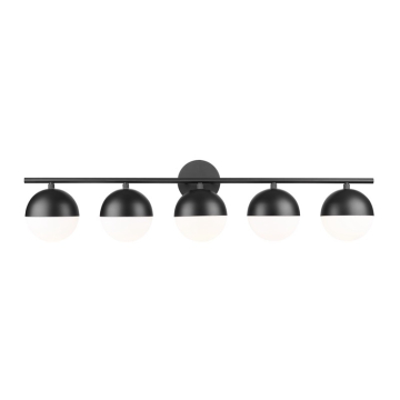 Z-Lite Realm Sphere 40" 5-Light Vanity - 120V - Matte Black / Matte Opal