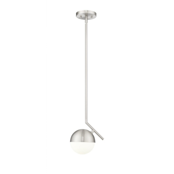 Z-Lite Realm Sphere 7" 1-Light Pendant - 120V - Brushed Nickel / Matte Opal
