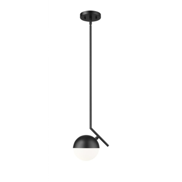 Z-Lite Realm Sphere 7" 1-Light Pendant - 120V - Matte Black / Matte Opal
