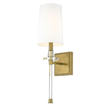 Z-Lite Sophia 1-Light Wall Sconce - 120V - Rubbed Brass / White