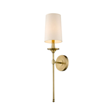 Z-Lite Emily 1-Light Wall Sconce - 120V - Rubbed Brass / Beige