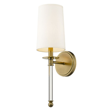 Z-Lite Mila 1-Light Wall Sconce - 120V - Rubbed Brass / Beige