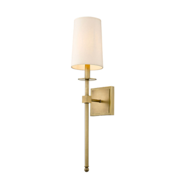 Z-Lite Camila 1-Light Wall Sconce - 120V - Rubbed Brass / Beige