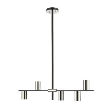 Z-Lite Calumet 5-Light Linear Chandelier - 120V - Mate Black / Polished Nickel