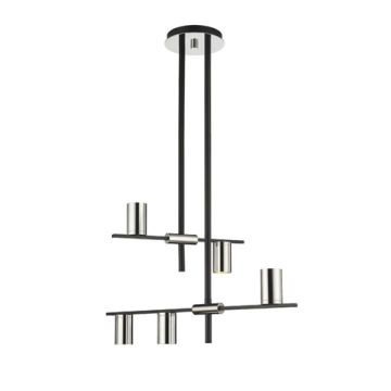 Z-Lite Calumet 5-Light Chandelier - 120V - Mate Black / Polished Nickel