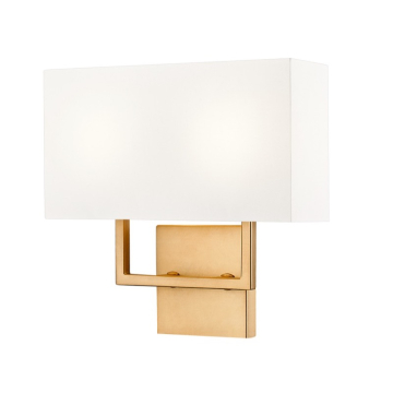 Z-Lite Saxon 2-Light Wall Sconce - 120V - Rubbed Brass / White