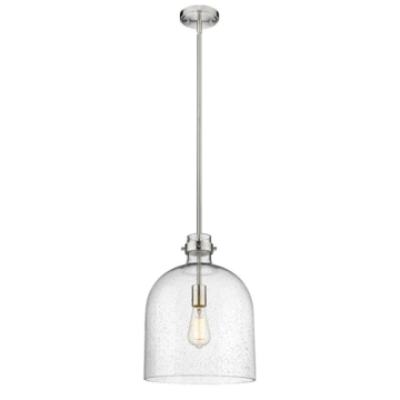 Z-Lite Pearson 12" 1-Light Pendant - 120V - Brushed Nickel / Clear Seedy
