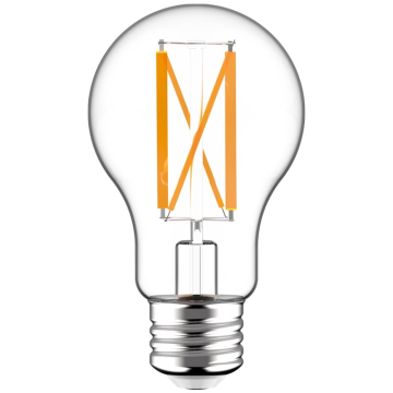 RAB 9W A19 LED Filament Lamp - Clear Lens - 3000K - 810 Lumens - 120V