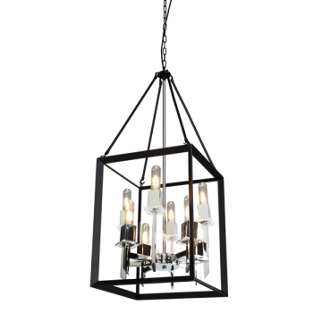 Artcraft Vineyard 8-Light Chandelier - 120V - Black / Chrome