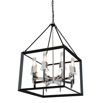 Artcraft Vineyard 8-Light Chandelier - 120V - Black / Chrome
