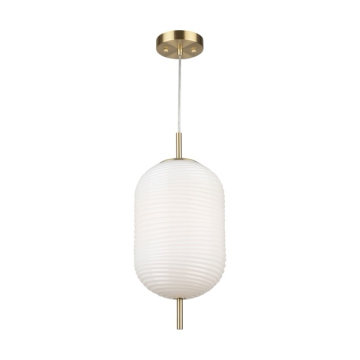 Artcraft Vita 1-Light Pendant - 120V - White / Brass