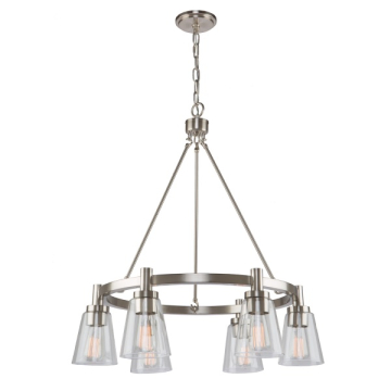 Artcraft Clarence 6-Light Chandelier - 120V - Brushed Nickel