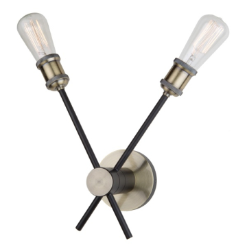 Artcraft Tribeca 2-Light Wall Sconce - 120V - Matte Black / Satin Brass