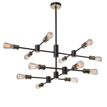 Artcraft Tribeca 12-Light Chandelier - 120V - Matte Black / Satin Brass