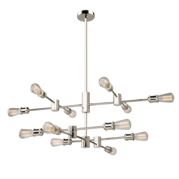 Artcraft Tribeca 12-Light Chandelier - 120V - Polished Nickel 