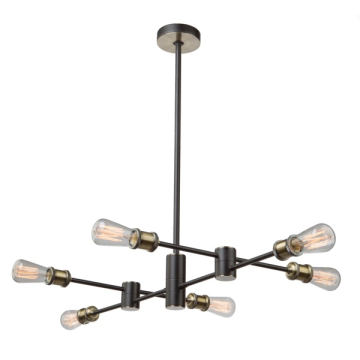 Artcraft Tribeca 6-Light Chandelier - 120V - Matte Black / Satin Brass
