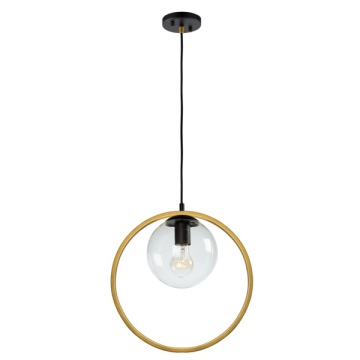Artcraft Lugano 1-Light Pendant - 120V - Black / Vintage Brass